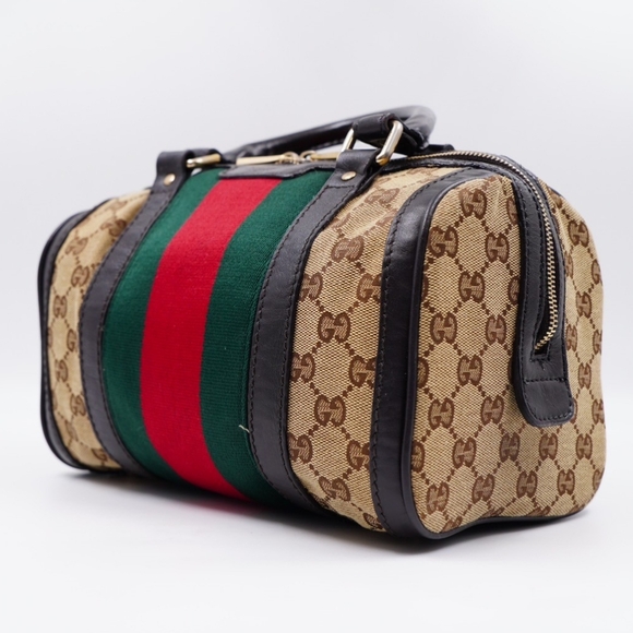AZ15❤️ GUCCI Monogram Vintage Web mini Boston - Picture 4 of 15